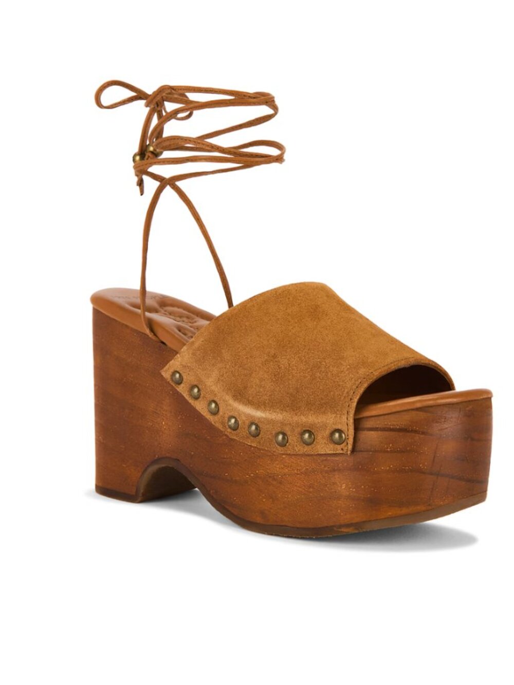 Free People Front Row Wrap Clog Platform Heeled Suede Studden